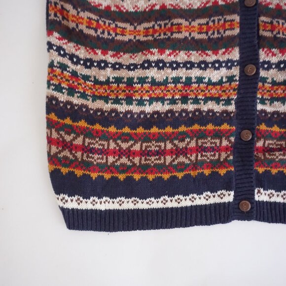 Vintage Cricket Lane Navy Fair Isle Button Sweater Vest Cabincore Collegiate XL - Picture 5 of 8